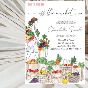She’s Fresh Off the Market Bridal Shower Party Invitation