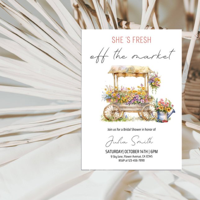 She’s Fresh Off the Market Bridal Shower Party Invitation (Creator Uploaded)
