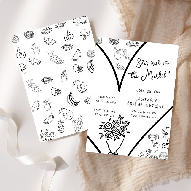 She’s Fresh Off the Market Whimsical Bridal Shower Invitation (Creator Uploaded)