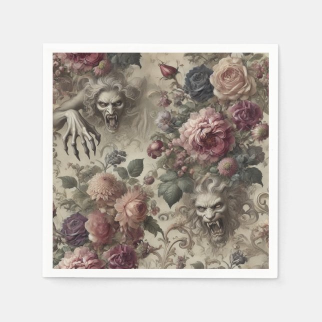 She’s Got Claws – Gothic Floral  Napkin (Front)