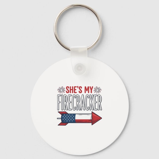 She’s My Firecracker Patriotic Couple Design_1 Key Ring (Front)