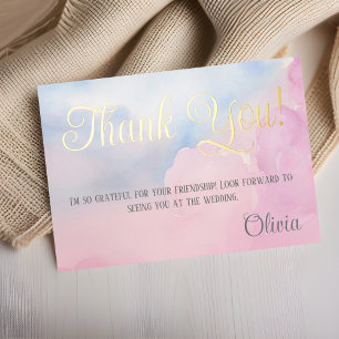 She’s On Cloud 9 Pink Bridal Shower Thank you card