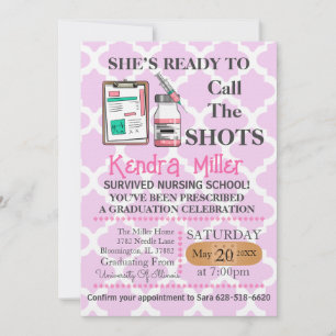 She’s Ready To Call The Shots Nursing Graduation Invitation