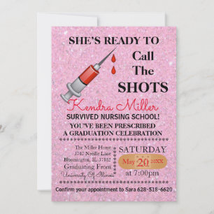 She’s Ready To Call The Shots Nursing Graduation Invitation