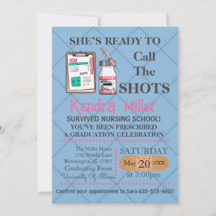 She’s Ready To Call The Shots Nursing Graduation Invitation