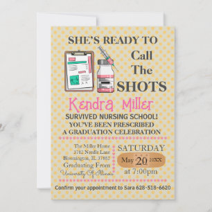 She’s Ready To Call The Shots Nursing Graduation Invitation