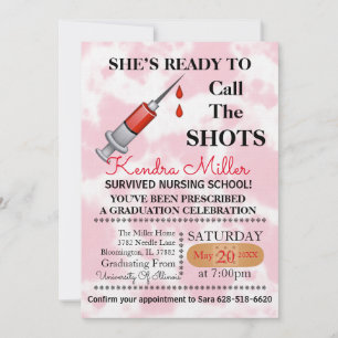 She’s Ready To Call The Shots Nursing Graduation Invitation