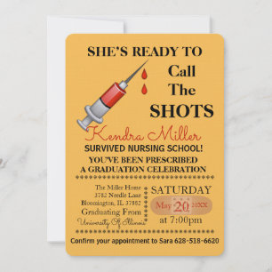 She’s Ready To Call The Shots Nursing Graduation Invitation