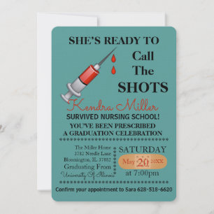 She’s Ready To Call The Shots Nursing Graduation Invitation