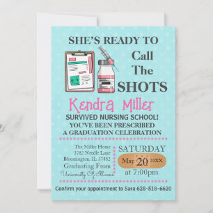 She’s Ready To Call The Shots Nursing Graduation Invitation