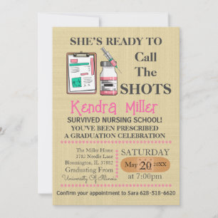 She’s Ready To Call The Shots Nursing Graduation Invitation