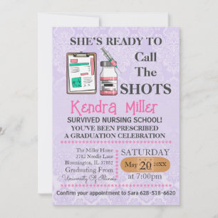 She’s Ready To Call The Shots Nursing Graduation Invitation