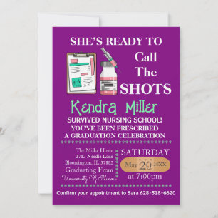 She’s Ready To Call The Shots Nursing Graduation Invitation