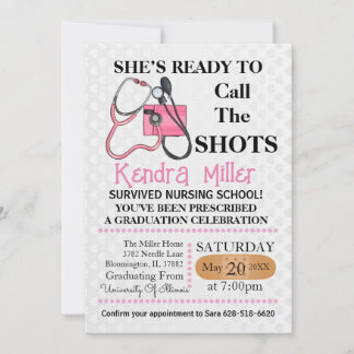 She’s Ready To Call The Shots Nursing Graduation Invitation