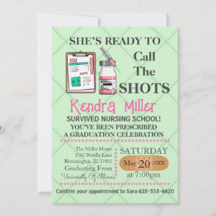 She’s Ready To Call The Shots Nursing Graduation Invitation