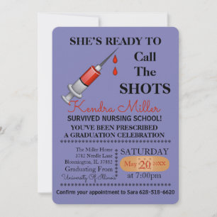 She’s Ready To Call The Shots Nursing Graduation Invitation