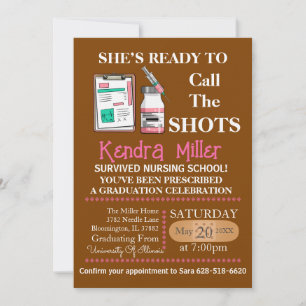 She’s Ready To Call The Shots Nursing Graduation Invitation