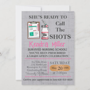 She’s Ready To Call The Shots Nursing Graduation Invitation