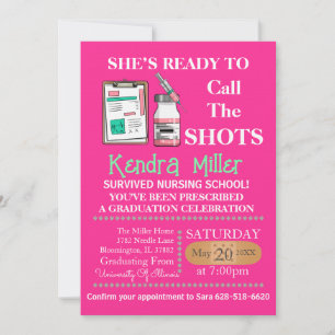She’s Ready To Call The Shots Nursing Graduation Invitation