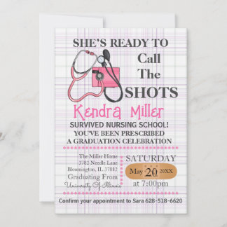 She’s Ready To Call The Shots Nursing Graduation Invitation
