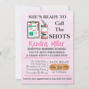 She’s Ready To Call The Shots Nursing Graduation Invitation