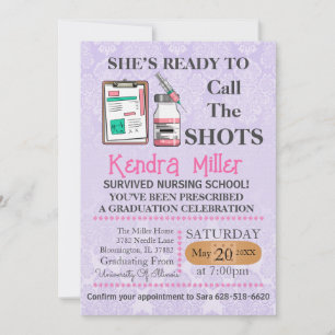 She’s Ready To Call The Shots Nursing Graduation Invitation