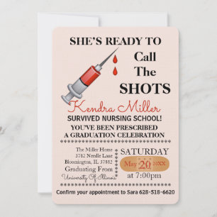She’s Ready To Call The Shots Nursing Graduation Invitation