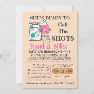 She’s Ready To Call The Shots Nursing Graduation  Invitation