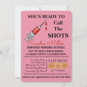 She’s Ready To Call The Shots Nursing Graduation Invitation