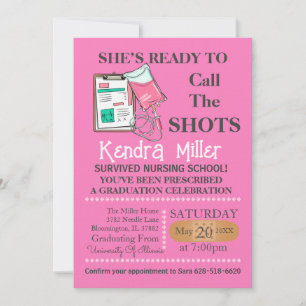 She’s Ready To Call The Shots Nursing Graduation Invitation