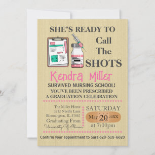 She’s Ready To Call The Shots Nursing Graduation Invitation