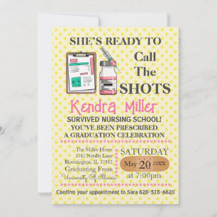 She’s Ready To Call The Shots Nursing Graduation Invitation