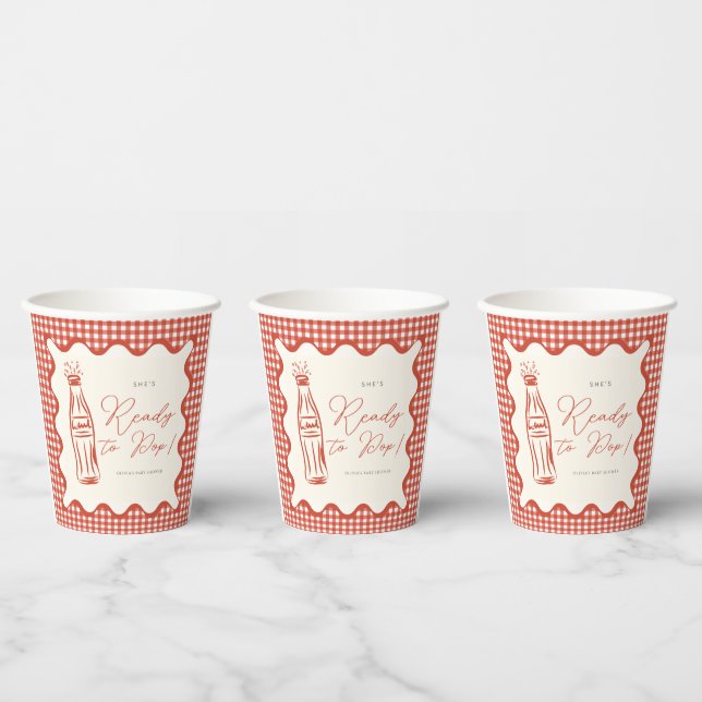 She’s ready to pop baby shower paper cups (Multi)