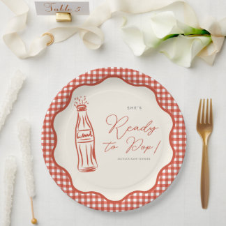 She’s ready to pop baby shower paper plate