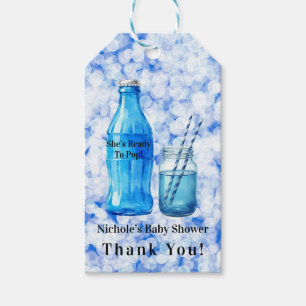 She’s Ready To Pop Blue Boy Baby Shower Thank You Gift Tags