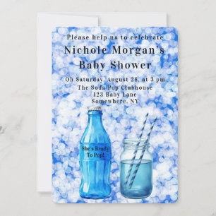 She’s Ready To Pop Boy Baby Shower Invitation