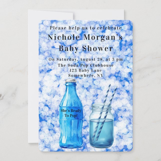She’s Ready To Pop Boy Baby Shower Invitation (Front)