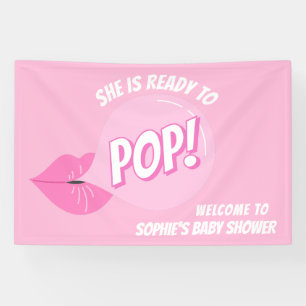 She’s Ready to Pop Bubble Gum Girl Baby Shower Banner
