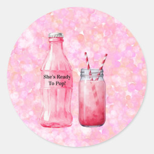 She’s Ready To Pop Girl Baby Shower Classic Round Sticker