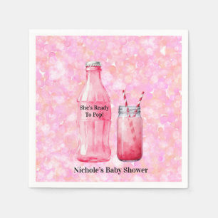 She’s Ready To Pop Girl Baby Shower Napkin