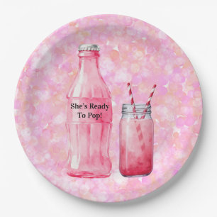 She’s Ready To Pop Girl Baby Shower Paper Plate