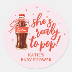She’s Ready to Pop Retro Soda Baby Shower Favour Classic Round Sticker