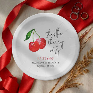 She’s the Cherry on Top 🍒 Bachelorette Party Paper Plate