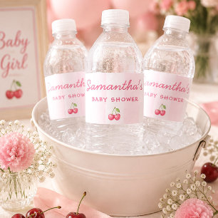 She’s the Cherry on Top Cherry Baby Shower Water Bottle Label