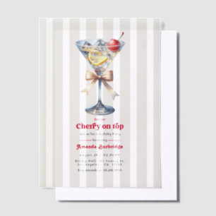 She’s the Cherry on Top Vellum Martini Birthday Invitations