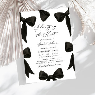 She’s Tying the Knot black bow bridal shower  Invitation