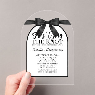 She’s Tying the Knot Black Palette Bow Acrylic Invitations