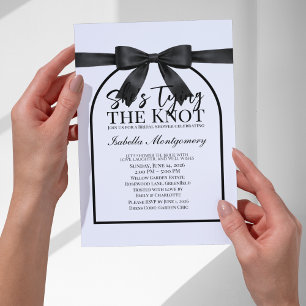 She’s Tying the Knot Black Palette Bow Invitation