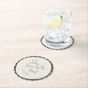 She’s tying the knot bridal shower paper coaster
