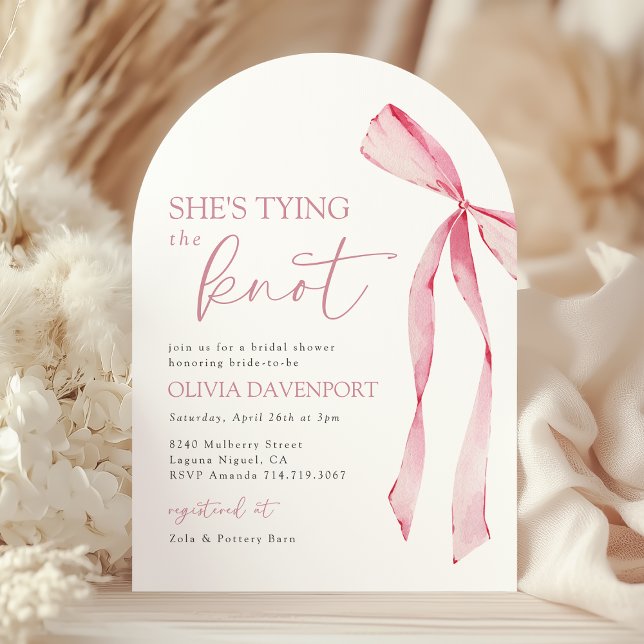 She’s Tying the Knot Coquette Bow Bridal Shower  Invitation (Creator Uploaded)